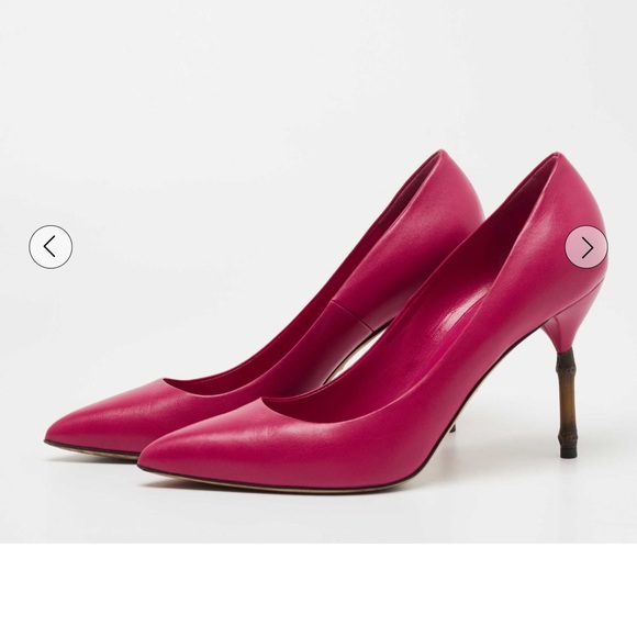 Gucci Fuchsia Pink Leather Bamboo Heel Pumps - Picture 1 of 6